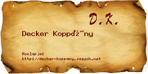 Decker Koppány névjegykártya